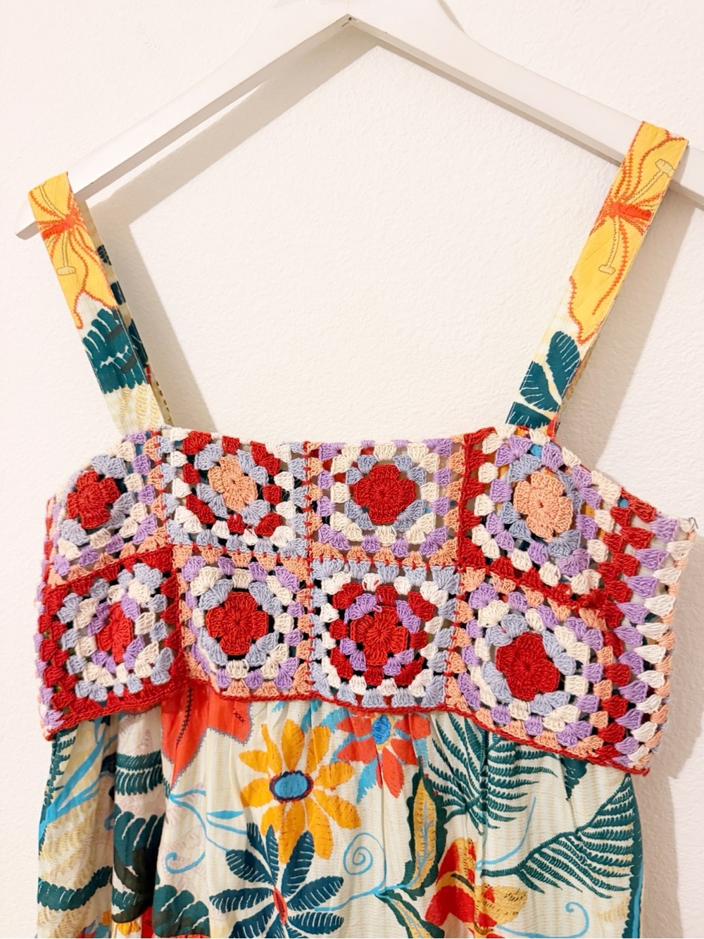 Farm Rio Crochet Mini Dress Anthropologie Floral Size Small S * - Picture 4 of 7